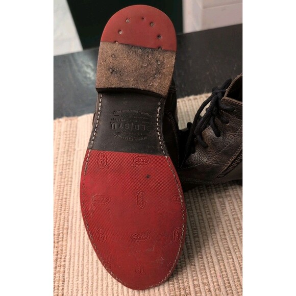 Bed Stu Cobbler Ankle Lace Up Side Zip Boots Dark Brown Vibram Soles Size 10 - Picture 11 of 14